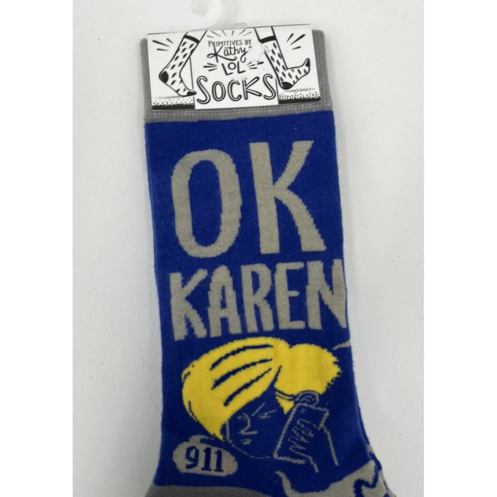 Primitives By Kathy Ok Karen Socks 113089 Novelty White Elephant Gift